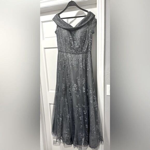 Jade Couture Mother of the Bride Dress. NEVER WORN. Iron Grey. Size 10 - Picture 7 of 16